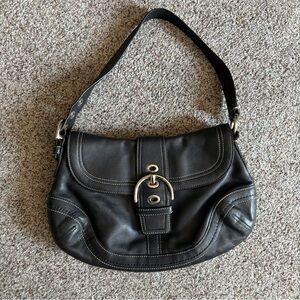 Coach Y2K Soho Vintage Flap Black Leather Shoulder Bag